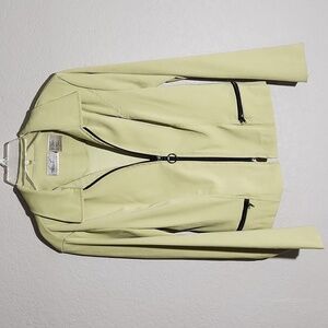 Kathy Lee Collection Blazer Womens 10 Green Black Zip